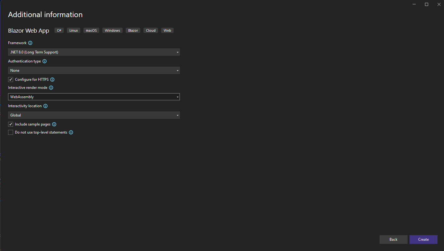 Select Option 'Interactive WebAssembly (Global)'